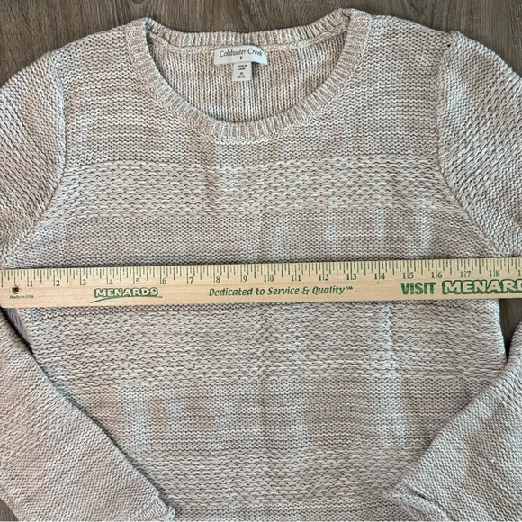 Coldwater Creek Sweater Beige Striped Sz M (10-12) 100% Cotton Old Money Classic - Picture 2 of 8